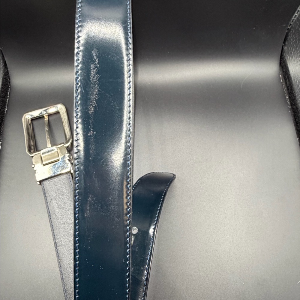 Versace Verrsa V2 Adjustable Leather Belt - Dark Navy - Size 44/110 - Picture 8 of 12